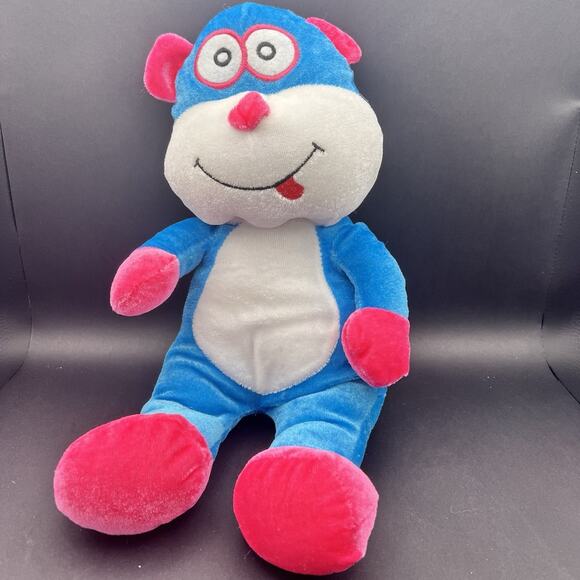 VERY RARE Beautiful Kellytoy Blue & Pink Teddy Bear 14" Plush Stuffed Animal Toy - Picture 1 of 5